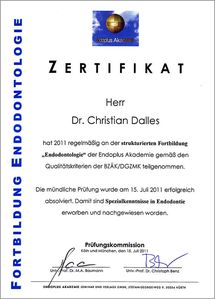 Zertifikat Endodontologie