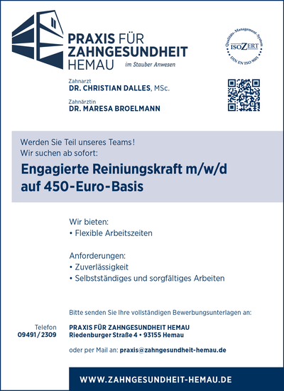 Stellenanzeige Zahnmedizinische Fachangestellte m/w